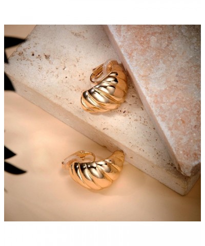 2 Pairs Gold Clip On Earrings for Woman Non Pierced Teardrop Croissant Clip On Earrings for Woman Girls Fake Earrings $8.84 E...