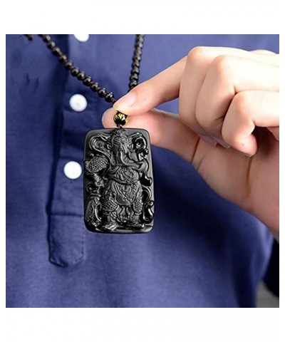 100% Pure Natural Obsidian Pendant Necklace Obsidian Crystal Pendant Necklace Pattern with Bead Chain for station guanyu $9.7...