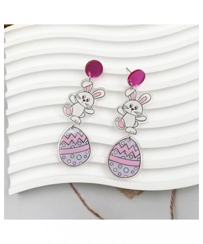 Easter Earring Bunny Rabbit Eggs Dangle Earrings Acrylic Hare Leopard Rabbit Teardrop Drop Earrings Easter Jewelry Gift for W...