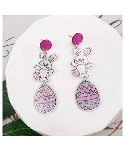 Easter Earring Bunny Rabbit Eggs Dangle Earrings Acrylic Hare Leopard Rabbit Teardrop Drop Earrings Easter Jewelry Gift for W...