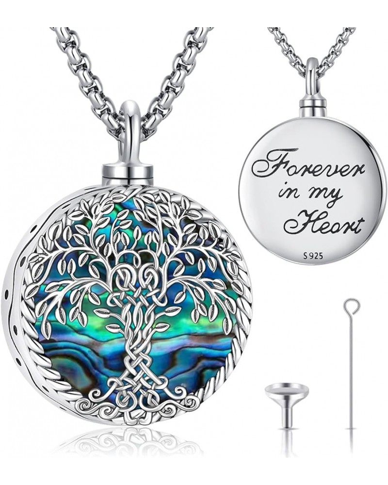 Abalone Necklace for Women Men Abalone Jewelry 925 Sterling Silver Abalone Locket Necklace that Holds Pictures Cremation Pend...