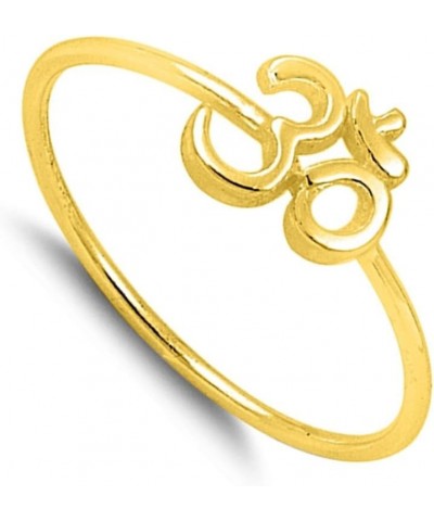 CHOOSE YOUR COLOR Sterling Silver Om Sign Ring Yellow Gold-Tone $9.73 Rings