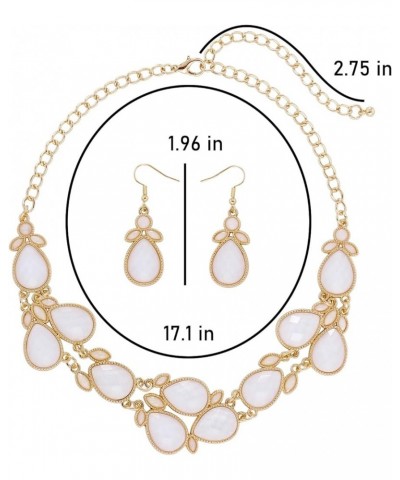 Shiny Resin Collar Necklace with Earrings White $11.01 Necklaces