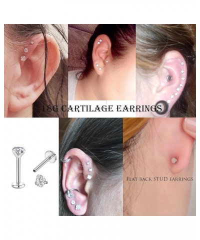 16g 2/3/4mm Cubic Zirconia Triple Forward Helix Ear Cartilage Tragus Studs Earrings Lip Piercing 16 gauge 18G 2/3/4mm stone 1...