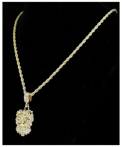 Lion Head Pendant 14k Gold Plated Iced Cz w/ 24" Rope Chain Hip Hop Necklace $8.39 Necklaces