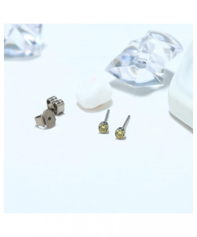 3mm Tiny Titanium Earrings Birthstone Stud Earrings for Women, Small Cubic Zirconia Helix/Cartilage/Tragus/Second Hole Earrin...