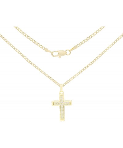 BEBERLINI Cross Charm Pendant 14K Gold Filled Rope Box Curb Chain Necklace Set Lobster Clasp Fashion Cubic Zirconia Jewelry G...