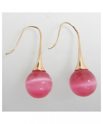 18k Yellow Gold Plated Pink Ball Opal Agate Az1568e Dangle Drop Earrings Pink $8.66 Earrings