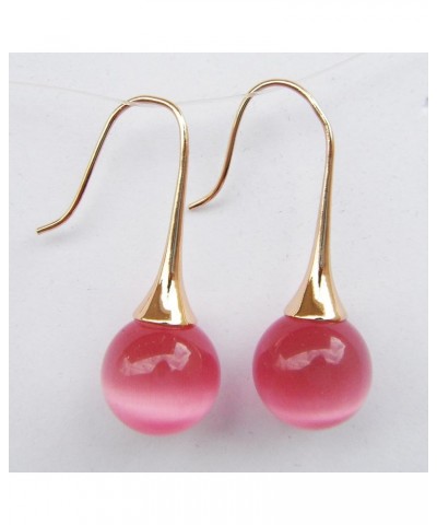 18k Yellow Gold Plated Pink Ball Opal Agate Az1568e Dangle Drop Earrings Pink $8.66 Earrings