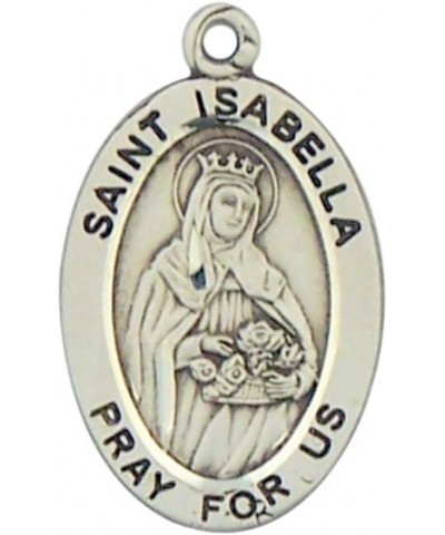 Sterling Silver Catholic Patron Saint Oval Medal Pendant, 7/8 Inch Saint Isabella $30.71 Pendants