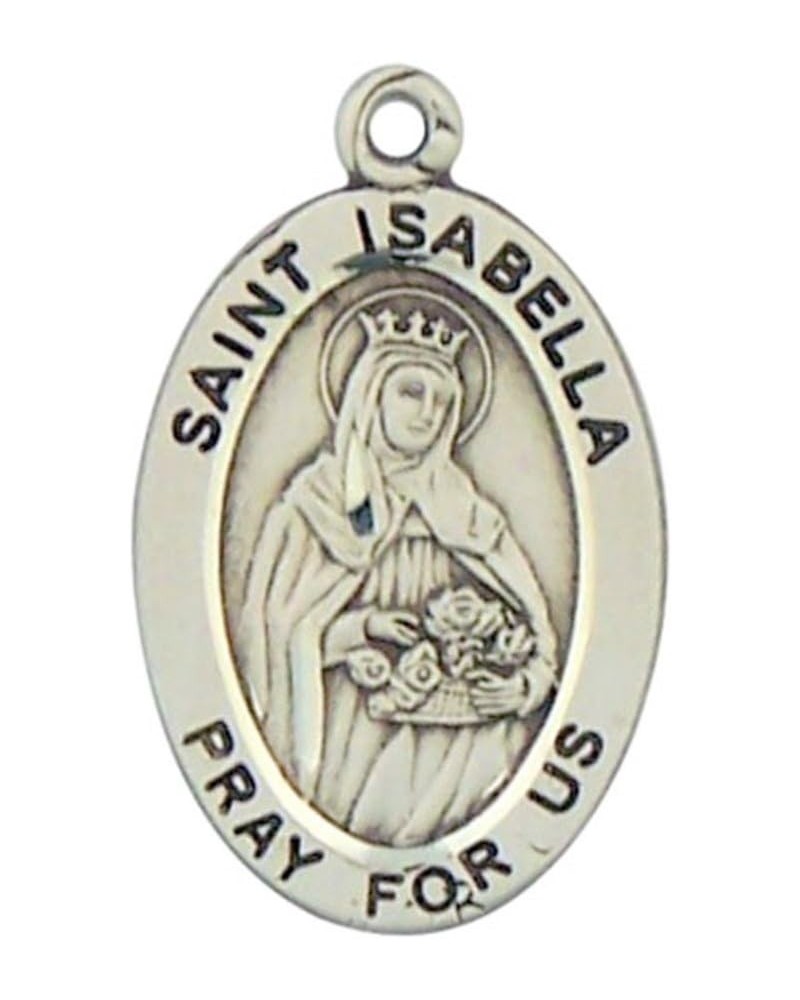 Sterling Silver Catholic Patron Saint Oval Medal Pendant, 7/8 Inch Saint Isabella $30.71 Pendants