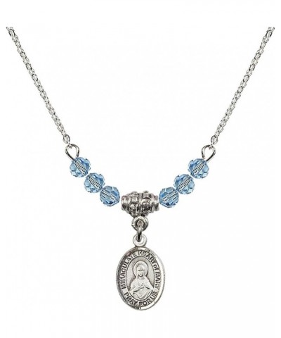 March Birth Month Bead Necklace with Catholic Patron Saint Petite Charm, 18 Inch Immaculate Heart of Mary $26.60 Necklaces