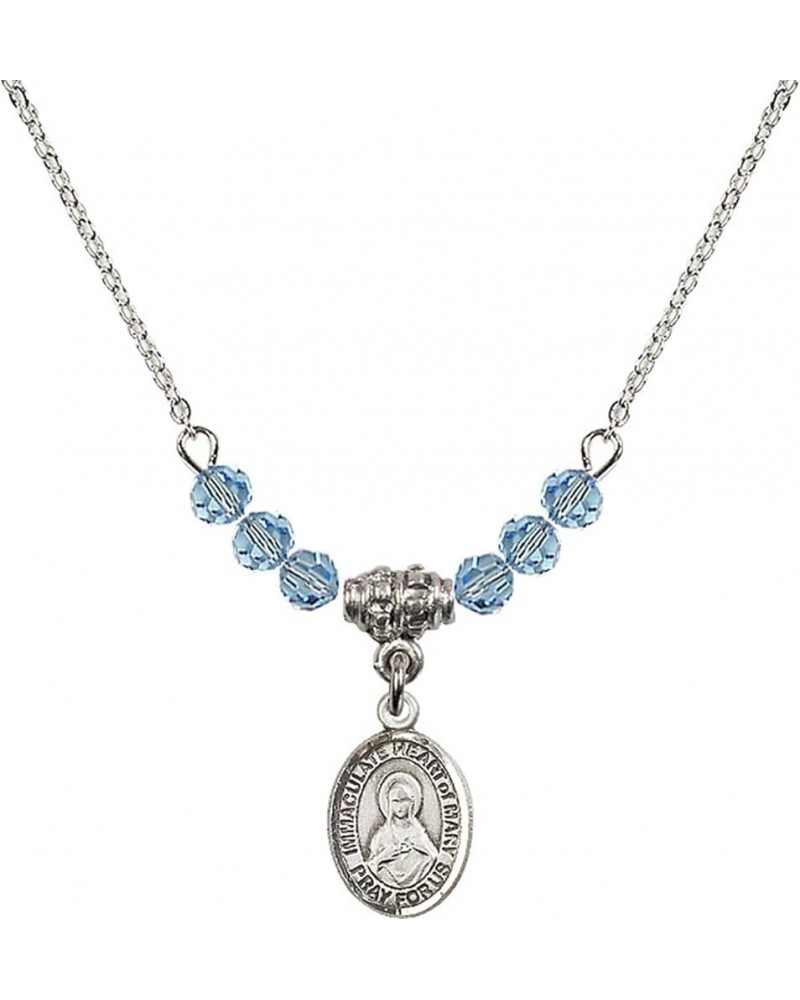 March Birth Month Bead Necklace with Catholic Patron Saint Petite Charm, 18 Inch Immaculate Heart of Mary $26.60 Necklaces