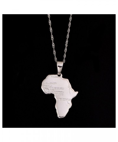 24K Gold Plated African Map Pendant Necklace Jewelry for Women Silver $8.55 Necklaces