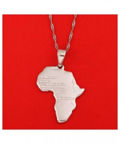 24K Gold Plated African Map Pendant Necklace Jewelry for Women Silver $8.55 Necklaces