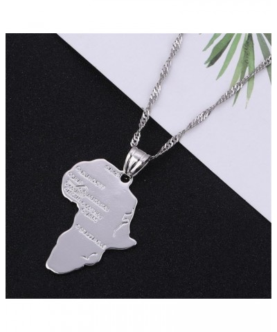 24K Gold Plated African Map Pendant Necklace Jewelry for Women Silver $8.55 Necklaces