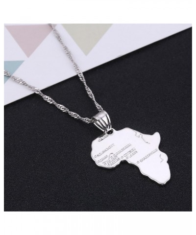 24K Gold Plated African Map Pendant Necklace Jewelry for Women Silver $8.55 Necklaces