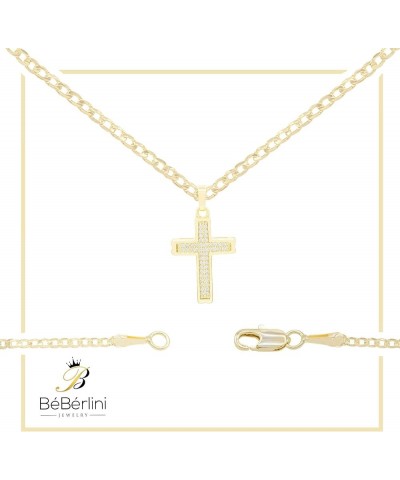 BEBERLINI Cross Charm Pendant 14K Gold Filled Rope Box Curb Chain Necklace Set Lobster Clasp Fashion Cubic Zirconia Jewelry G...