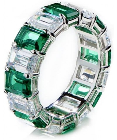 Cubic Zirconia Emerald Cut Eternity Ring Colorful Eternity Rainbow Ring Multi Color Gemstone Bands Ring Jewelry Gift White Gr...