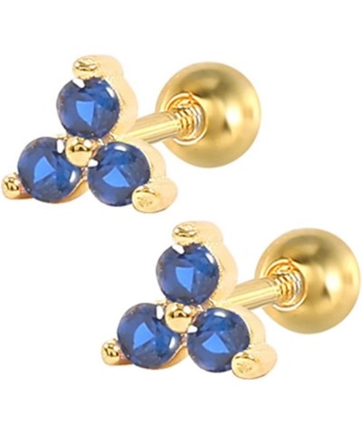 Earring Studs Women,Stud Sterling Silver Earrings Triangle Cubic Zirconia Gold Wedding Earrings Gold Blue $15.80 Earrings