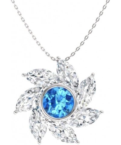 Natural and Certified Diamond and Gemstone Swirl Necklace in 14k White Gold | 1.32 Carat Pendant with Chain blue-topaz $165.2...