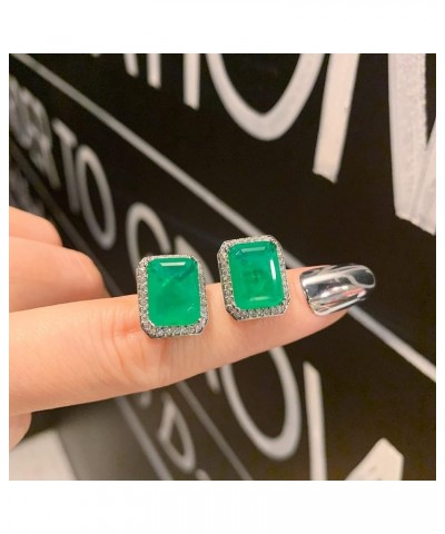 18K Silver Plated Retro Style Emulation Emerald Diamond Jewelry Set Women's Upscale Luxury Gift for Girls Wife Sisters 18K Go...