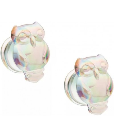 Aurora Borealis Owl Iridescent Glass Double Flared Plugs, Sold As Pair 11mm (7/16") $11.41 Body Jewelry