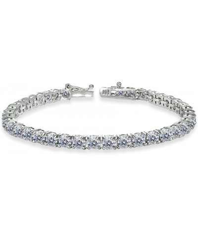 Sterling Silver 4mm Round-cut Classic Bracelet Made with European Crystals April - Clear $27.30 Bracelets