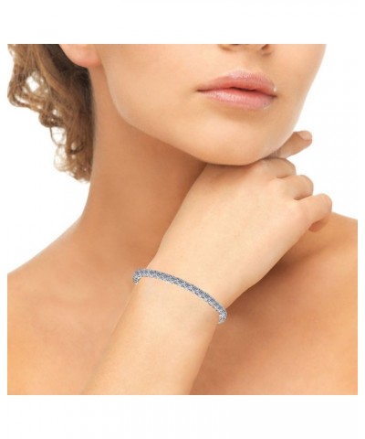 Sterling Silver 4mm Round-cut Classic Bracelet Made with European Crystals April - Clear $27.30 Bracelets