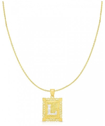 10k Yellow and White Gold A-Z Initial Square Pendant with Optional Necklace, 2 Sizes L with Necklace $34.96 Necklaces