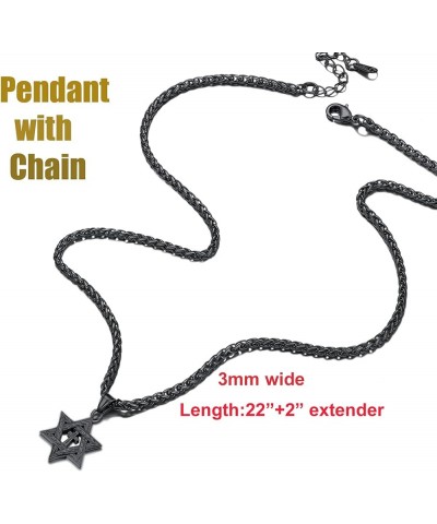 Star of David Necklace for Men Women Gold/Stainless Steel Hexagon Pendant with Cross/Ruby Stone/Classic Jewish Isael Necklace...