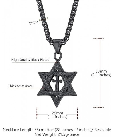 Star of David Necklace for Men Women Gold/Stainless Steel Hexagon Pendant with Cross/Ruby Stone/Classic Jewish Isael Necklace...