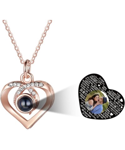 Custom Photo Projection Necklace with Picture Inside I Love You Necklace 100 Languages Personalized Heart Necklaces Memorial ...