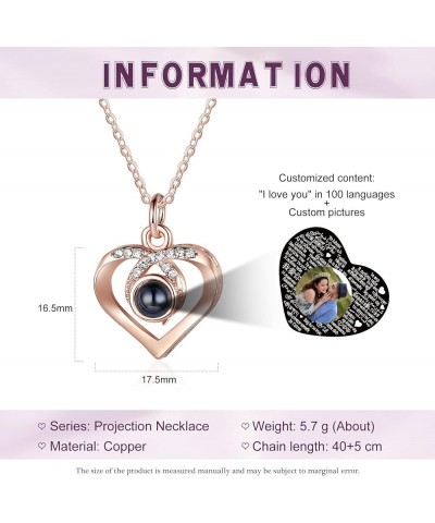 Custom Photo Projection Necklace with Picture Inside I Love You Necklace 100 Languages Personalized Heart Necklaces Memorial ...