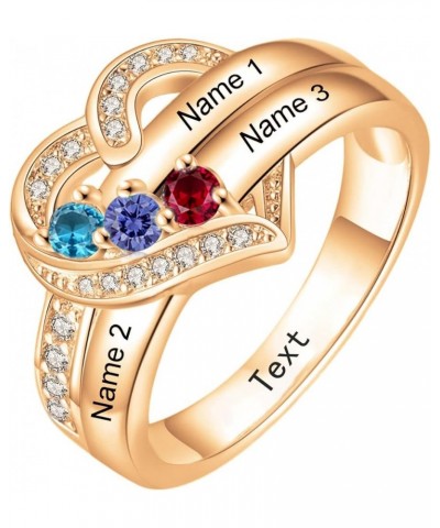 Personalized Mothers Ring with 3 Birthstones 925 Sterling Silver Custom Any Name Ring for Women Family Friend Mom Grandmother...