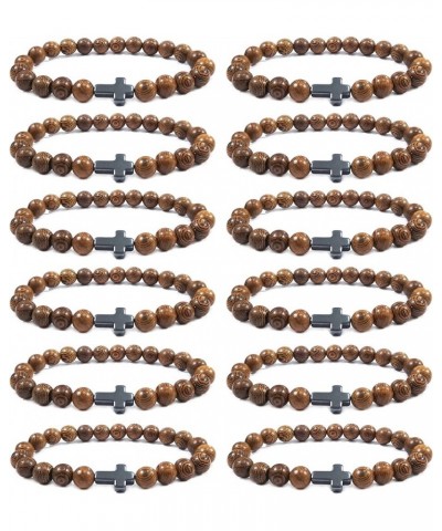 12Pcs Christian Prayer Beads Bracelet for Women Mens Wooden Beads Cross Bracelet Religious Mala Beaded Bracelets Fashion Jewe...