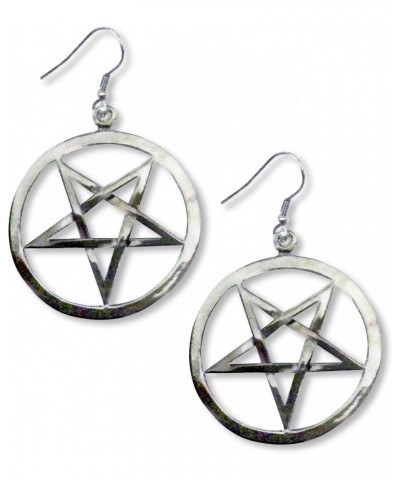 Gothic Inverted Pentacle Pewter Medieval Renaissance Dangle Earrings $7.84 Earrings