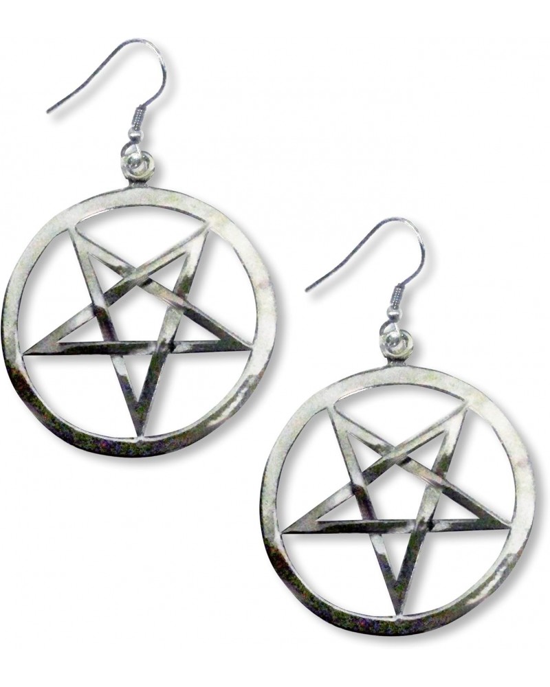 Gothic Inverted Pentacle Pewter Medieval Renaissance Dangle Earrings $7.84 Earrings