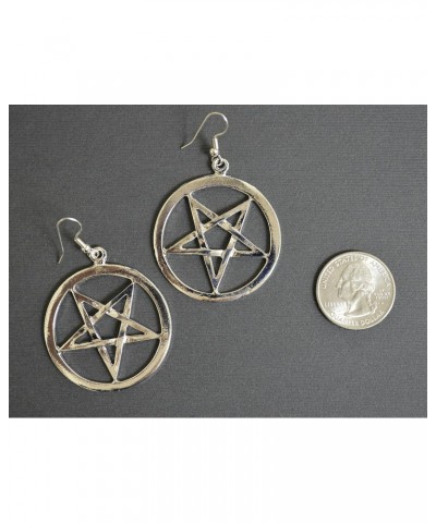 Gothic Inverted Pentacle Pewter Medieval Renaissance Dangle Earrings $7.84 Earrings