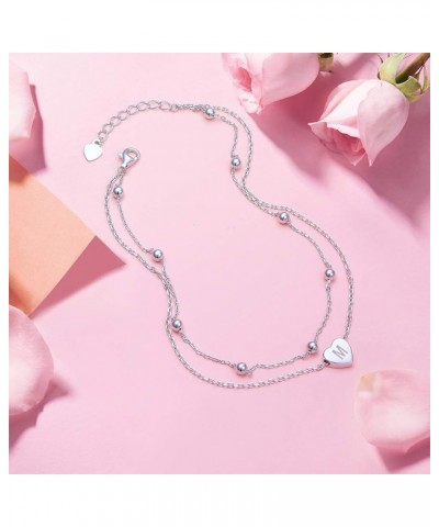 Initials Anklet for Women S925 Sterling Silver Adjustable Foot Ankle Bracelet with Letter M Heart $6.59 Anklets