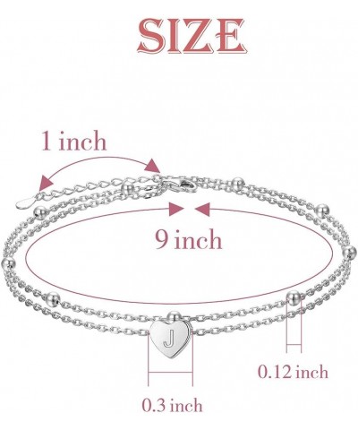 Initials Anklet for Women S925 Sterling Silver Adjustable Foot Ankle Bracelet with Letter M Heart $6.59 Anklets