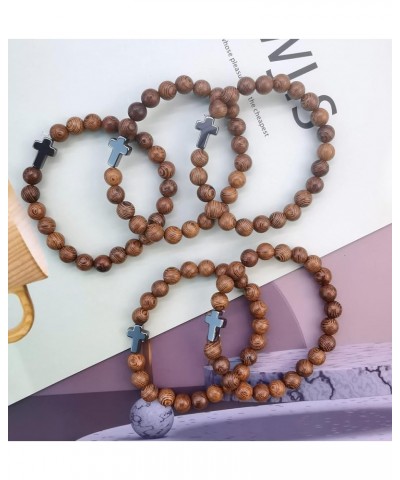 12Pcs Christian Prayer Beads Bracelet for Women Mens Wooden Beads Cross Bracelet Religious Mala Beaded Bracelets Fashion Jewe...