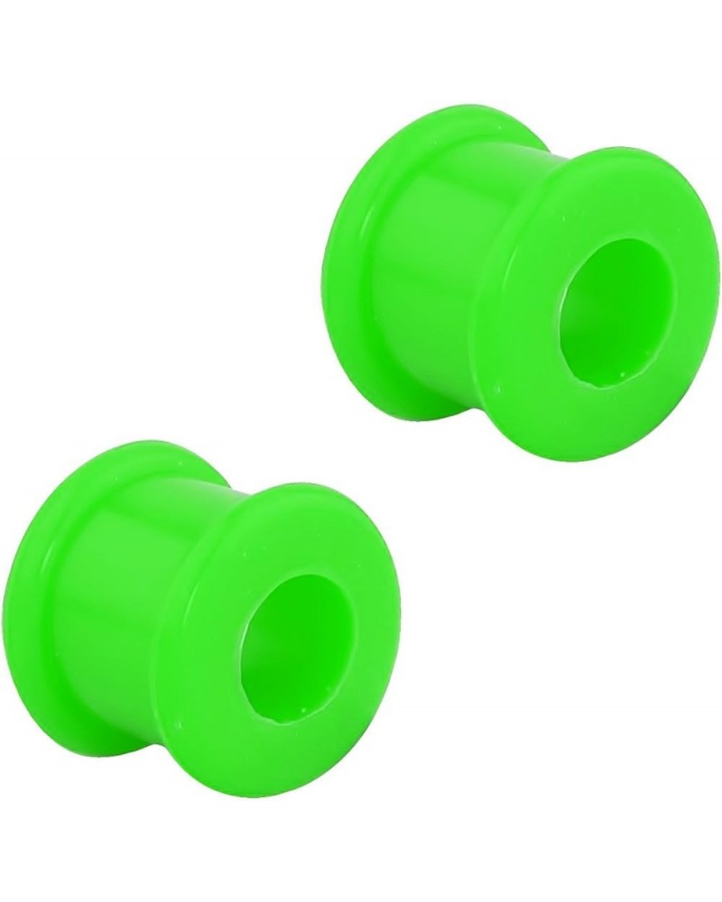 Set of 00G Ultra Soft Comfort Fit Silicone Ear Gauges, 00 Gauge 10mm Flat Double Flared Tunnel Plug Earrings 10mm (00G) Green...