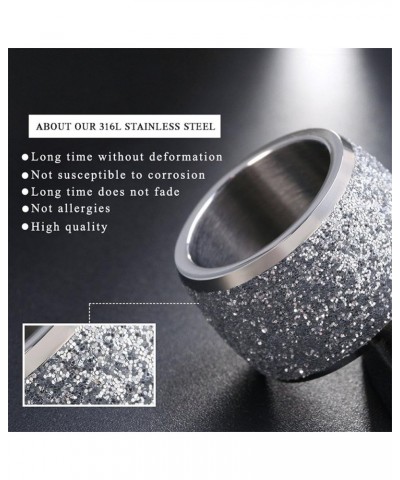 Women's Stainless Steel Ring Shiny Sequins Pave Sandblast Wide Wedding Band Silver, Rose, Gold, Black Silver $10.63 Rings