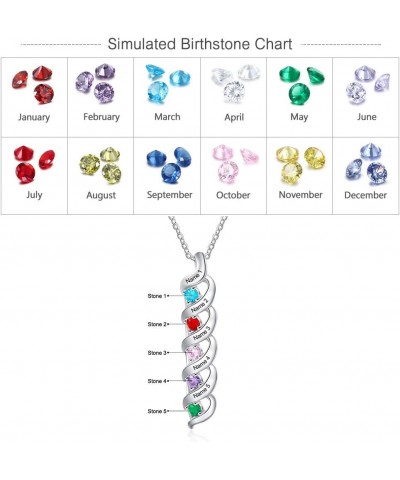 Personalized Names Necklace with 2-7 Simulated Birthstones for Women Customized Twisted Necklace for Mother's Day Relationshi...