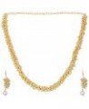 Faux Pearl Necklace Handmade Strand Beaded Necklace Drop Earrings Indian Jewelry Set for Women Style 2 Gold $14.38 Jewelry Sets