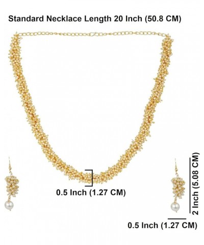 Faux Pearl Necklace Handmade Strand Beaded Necklace Drop Earrings Indian Jewelry Set for Women Style 2 Gold $14.38 Jewelry Sets