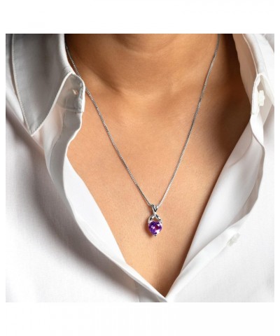 Amethyst Heart Pendant Necklace 925 Sterling Silver, Designer Solitaire, 2.25 Carats, 9mm, with 18 inch Silver Chain $37.50 N...