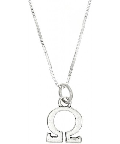 Sterling Silver Oxidized Omega Greek Sorority Letter Charm with Box Chain Necklace 30.0 Inches $19.15 Necklaces