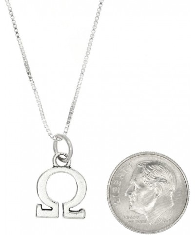 Sterling Silver Oxidized Omega Greek Sorority Letter Charm with Box Chain Necklace 30.0 Inches $19.15 Necklaces